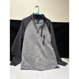 Old River Grey Fleece 1/4 Zip Mock Collar Pullover Sweatshirt S/P